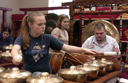 WCU students playing the gamelan - Picture by Mark Haskett, WCU Office of Public Information
